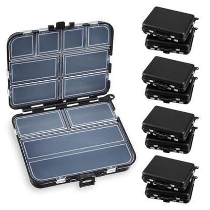 8 Pack Small Tackle Box Organizer Plastic Fishing Storage Containers with Adjustable Dividers, Mini Fly Box for Trout Fishing Gear and Terminal Tackle Accessories