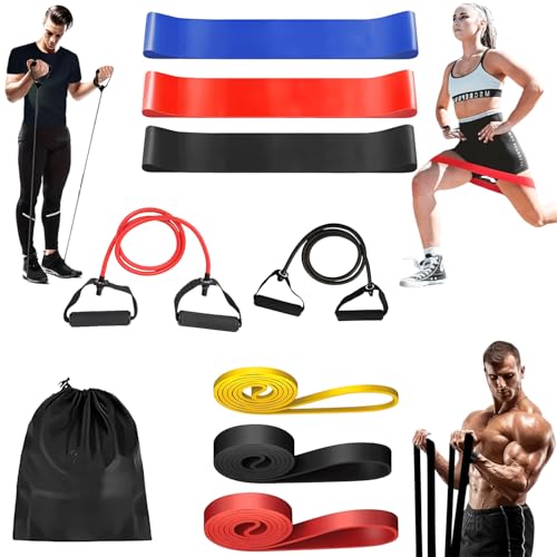 8-Piece Resistance Band Set for Home Workout with Pull-Up Assistance Loop and Booty Bands with Handles Ideal for Full-Body Strength Training Glute Activation and Stretching Fitness Kit