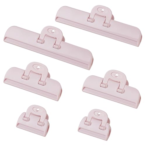 Heavy Duty Bag Clips for Food, Chips, Snacks, Pet Food, Cereal, Coffee | Airtight Reusable & Non-Slip Sealing Clip, Kitchen Organization & Storage Essentials, Assorted Sizes-6-Pack (Pink) - color: Pink