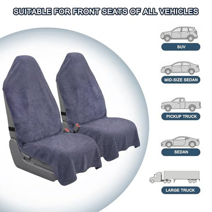 Car Seat Towel Cover, 2pcs Universal Front Seat Protector for Cars, SUVs and Trucks, Sweat Towel Car Seat Cover for Gym, Yoga, Swimming, Pets and Family Travel, Purple Gray - color: Dark Gray
