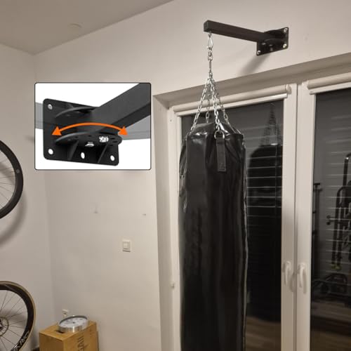 Wall Mount Heavy Bag Hanger Bracket, Adjustable Punching Boxing Bag Hanger, 7 Adjustable Positions Boxing Bag Wall Bracket for Boxing, Muay Thai and MMA Training Home Gym