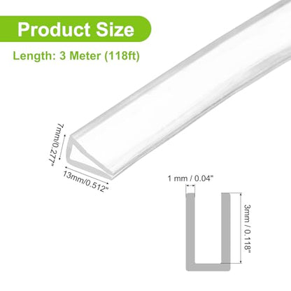 PATIKIL Rubber Seal Strip, 10Ft Flexible U Channel Edge Trim Protector Soundproof Door Seal Strips Fit 2-3mm Thick Edge, 9/32"(7mm) Width, 1/2"(13mm) Height, Transparent - size: 9/32"(7mm ) x 1/2"(13mm )