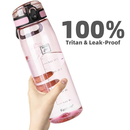 Fanhaw 32 oz Clear Plastic Water Bottle, Chug Lid, Cherry Blossom - color: Cherry Blossom