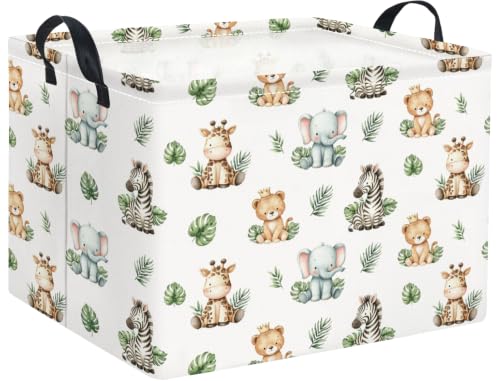 Rectangular Kids Basket Baby Girl Basket Fabric Storage Bin Organizer Box Room Decor(Leaf Animal) - color: Leaf Animal