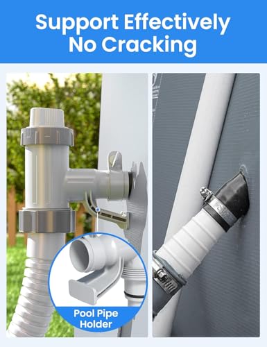 POOLHACKER [ Patented ] Plunger Valve Plus with Pool Hose Adapter and Pool Pipe Holder, Pool Replacement Parts Accessories for Above Ground Pool - color: 1 Pack - Linear Top