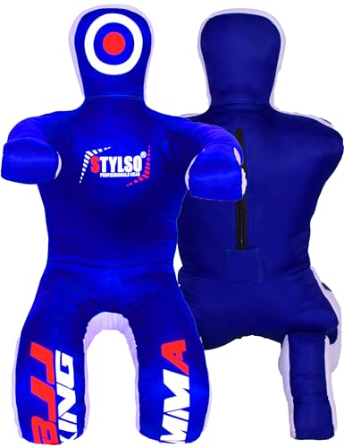 Un-Filled Grappling Dummy Wrestling Dummy Jiu Jitsu Dummy for BJJ MMA Judo Karate Practice Adult Kids - color: Blue, size: 6ft / 72"