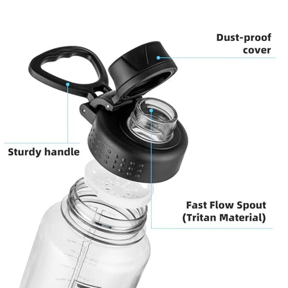 Fanhaw 32 oz Clear BPA-Free Tritan Water Bottle with Fast-Flow Spout Lid, BPA-Free & Leak-Proof Wide-Mouth Reusable Bottle for Gym, School & Office, Back to School Essentials (Clear&Black) - color: Clear&Black, style: 1 Pack
