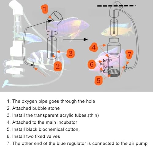 AQ50025 Acrylic Fish Hatchery Transparent Brooding Tube with Suction Cups Air Lifting Incubator for Cichlids Eggs