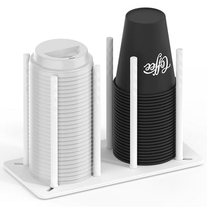 Adjustable Tumbler Lid Organizer - Holds up to 16 Lids, Disposable Cup and Lid Holder, Baby Bottle Drying Racks, Mason Jar Lids Holder,Clutter-Free Kitchen Cabinets,ABS Plastic