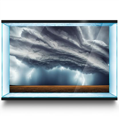 Aquarium Background Stickers - Thunderstorm Lightning - Self-Adhesive Fish Tank Reptile Terrarium Decor Poster (90 x 60 cm / (35.4 x 23.6 inches))
