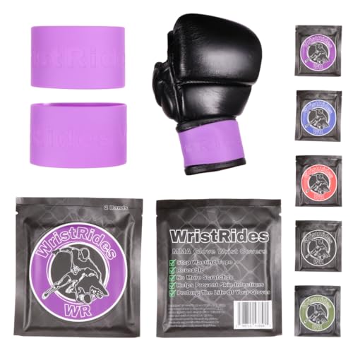 MMA Glove Wrist Strap Covers, Wristbands, Reusable Scratch Protection, Glove Life Extender - color: Purple
