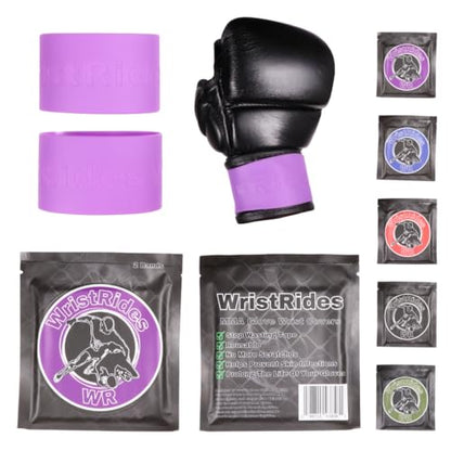 MMA Glove Wrist Strap Covers, Wristbands, Reusable Scratch Protection, Glove Life Extender - color: Purple