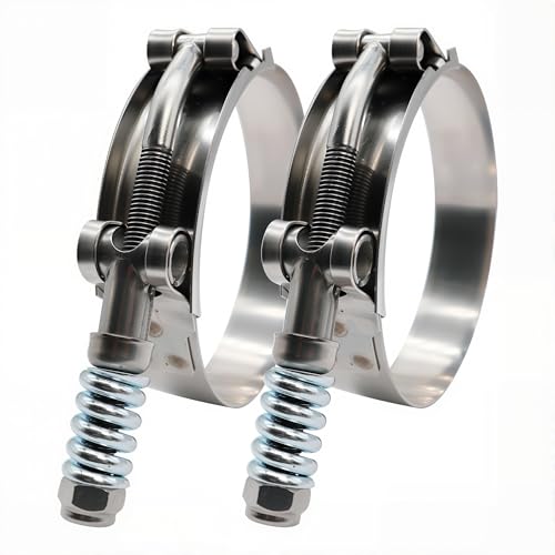 2.5" Heavy Duty T Bolt Hose Clamp Stainless Steel - Spring Loaded 68mm - 76mm for 2.5" I.D. Hose with 3mm - 6mm Wall Thickness, Auto-adjusting maintain Constant Tension (68mm - 76mm, 2 Pack) - size: 2.5" Hose Clamp 68mm - 76mm (2.69" - 2.99")