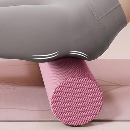 12 Inch EVA Soft Dot Foam Roller for Muscle Therapy, Yoga and Balance Exercises, High-Density Massage Roller, Foam Roller for Back, Legs for Home, Gym and Travel (Pink#L) - color: Pink#l