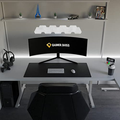Gamer Boss - Gaming Mouse Pad - 48 x 24 Inches - 4mm Thick with Stitched Edges, Non-Slip Rubber Base, Premium Cloth Mousepad, Desk Mat for Laptop, Keyboard, Computer & PC (Mega, Black) - color: Black, size: 48" x 24"