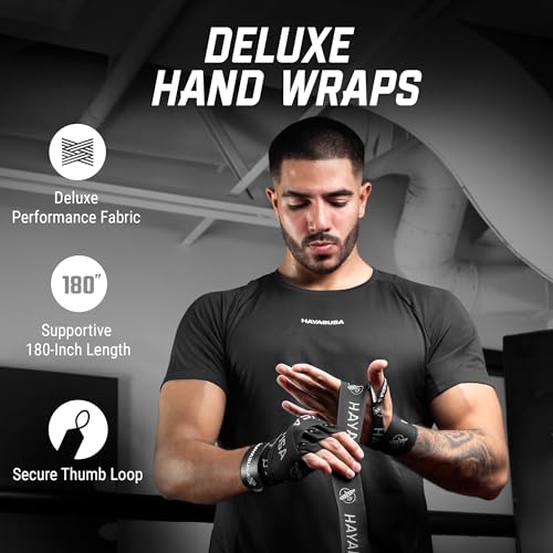 Hayabusa Deluxe Boxing Hand Wraps - 180in - color: Black, size: 180" (Pack of 2)