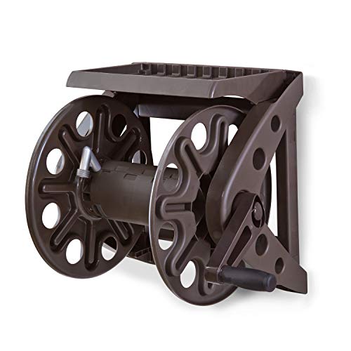 Liberty Basics 512 Wall Mounted Hose Reel with Shelf, Bronze - style: Hose Reel