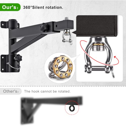 Kipika Heavy Bag Hanger Wall Mount Punching, Rotatable Heavy Duty Boxing Bag Bracket for Home Gym Indoor, Adjustable Length for Kickboxing Bag, Muay Thai Bag,Speed Bag - color: Adjustable length 17"-25"
