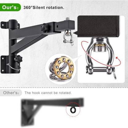 Kipika Heavy Bag Hanger Wall Mount Punching, Rotatable Heavy Duty Boxing Bag Bracket for Home Gym Indoor, Adjustable Length for Kickboxing Bag, Muay Thai Bag,Speed Bag - color: Adjustable length 17"-25"