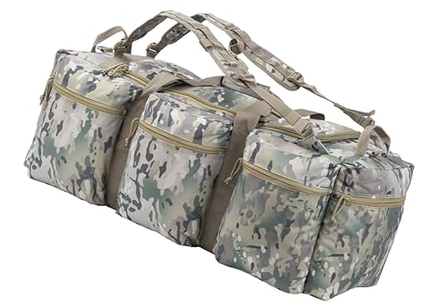 100L Large Military Duffle Bag Deployment Duffel Bag Sports Equipment Travel Luggage Bag with Detachable Backpack Straps… - color: AT Camo