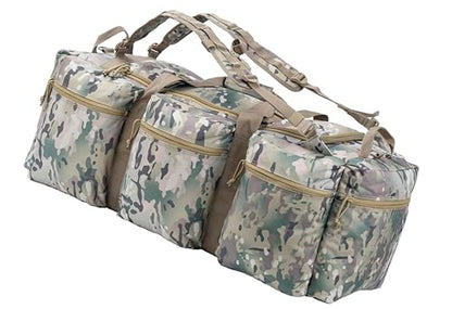 100L Large Military Duffle Bag Deployment Duffel Bag Sports Equipment Travel Luggage Bag with Detachable Backpack Straps… - color: AT Camo