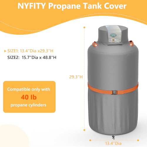 40lb Propane Tank Cover, Heavy-Duty Waterproof Outdoor Gas Cylinder Cover, All-Weather Dustproof, Fits Standard 40lb Tank Cylinder-13.4" Dia x29.3 H,Gray - color: Gray, size: 40lb