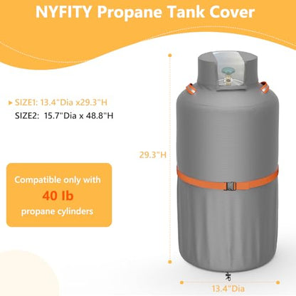 40lb Propane Tank Cover, Heavy-Duty Waterproof Outdoor Gas Cylinder Cover, All-Weather Dustproof, Fits Standard 40lb Tank Cylinder-13.4" Dia x29.3 H,Gray - color: Gray, size: 40lb