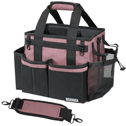 Compact Wearable Cleaning Caddy, Small Cleaning Caddy Supplies Organizer with Handle & Shoulder Straps for Housekeepers, Under Sink & Car Cleaning Tool Organizers Bag (LotusPink) - color: LotusPink