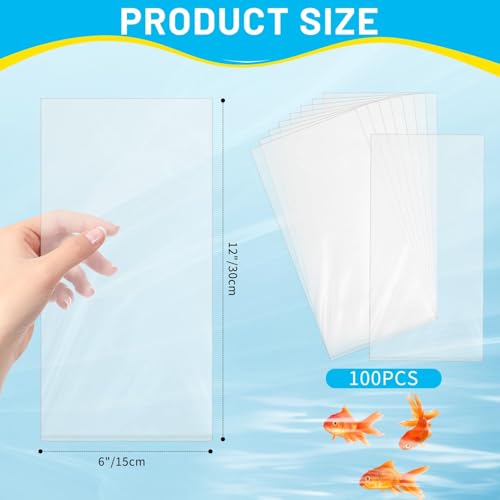 6"x12" 2 Mil Plastic Clear Leak-Proof Fish Shipping Bags - Double Bottom Seal for Industrial & Healthcare Use 100Pcs