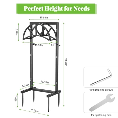Mr IRONSTONE Garden Hose Holder Freestanding with 4 Spikes, Upgraded Water Hose Holder with Stainless Steel Screws, Heavy Duty Hose Stand Holds (Deep Black) - color: Deep Black