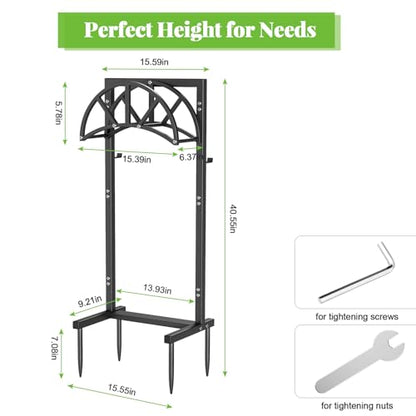 Mr IRONSTONE Garden Hose Holder Freestanding with 4 Spikes, Upgraded Water Hose Holder with Stainless Steel Screws, Heavy Duty Hose Stand Holds (Deep Black) - color: Deep Black