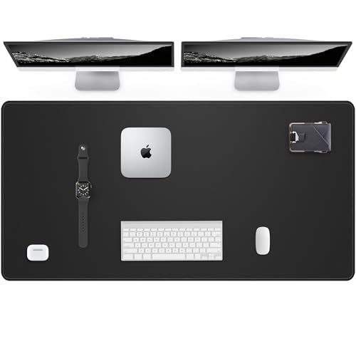 AFIING Leather Desk Pad Protector,48"x24" - Premium Desk Mat, Large Mouse Pad,Non-Slip Desk Blotter,Waterproof Desk Writing Pad for Office and Home(Black) - color: Black, size: 48" x 24"