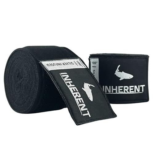 INHERENT Anti-Odor Boxing Hand Wraps, 180" / 4.5 m, Semi-Elastic, Black