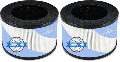 MOOKA Genuine True H13 HEPA Air Filters Replacement for M01 Purifier, Removes Dust, Smoke, Odor, Dander, Pollen, 2 Pack - size: 5.1" x 5.1" x 3.4" (Pack of 2)