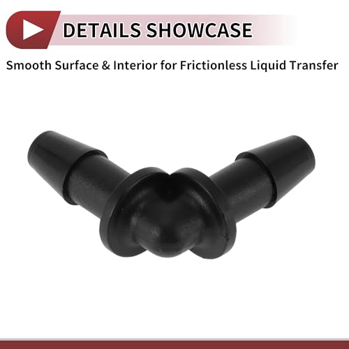 Vacuum Tubing Connector 4.8mm L-Shaped Elbow Black PP 2 Pcs