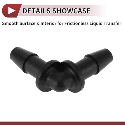 Vacuum Tubing Connector 4.8mm L-Shaped Elbow Black PP 2 Pcs
