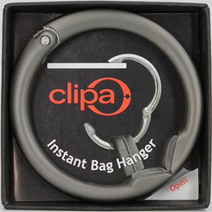 Clipa Bag Hangers The Ring that Opens into a Hook, Closes Automatically - color: Matte Hematite