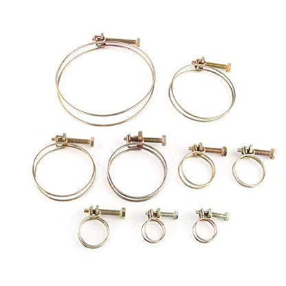 10pcs Double Wire Hose Clips Adjustable Double Wire Water Hose Barb Clamp Pipe Clip Hoop Plumbing Fastener (32mm（28-32）)