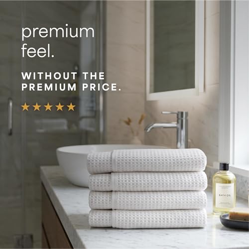 S&T INC. Aura Waffle Bath Towels, 4 Pack, 30" x 60", White - color: White