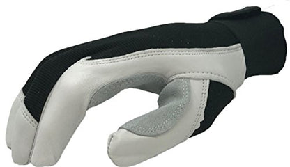 Ironcat Heavy Duty Top Grain Goatskin Leather Glove with Spandex Back, Reinforced Palm, Hook & Loop Closure, White/Black - size: Large