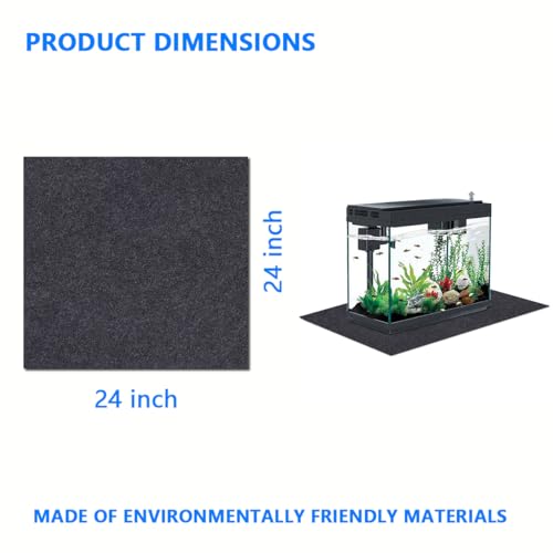 Aquarium Leveling Mat，Under Fish Tank Mat——Soft Absorbent Material，Anti-Slip and Waterproof Backing，Cushion the Friction Between the Fish Tank and the Table，Washable (24 x 24 Inch)
