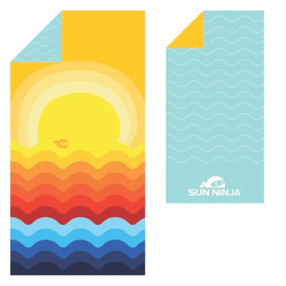 SUN NINJA Quick Dry Towel, Microfiber Beach Towel 63x32in, Sunset - color: Sunset