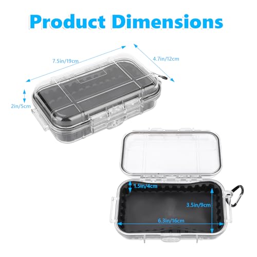 Small Waterproof Storage Case, Outdoor Survival Waterproof Dry Box Protective Case Shockproof Airtight Carry Box Container Floating Hard Shell for EDC Tools Phone Keys Watches Travel Fishing - color: transparent