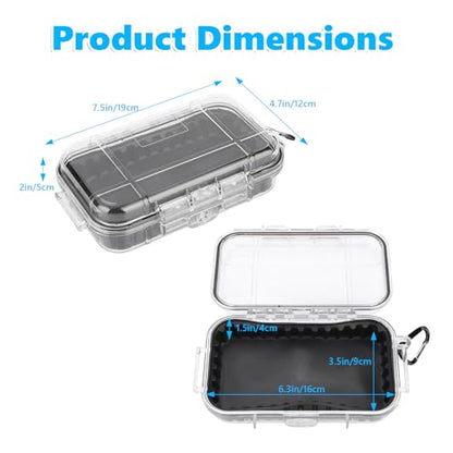 Small Waterproof Storage Case, Outdoor Survival Waterproof Dry Box Protective Case Shockproof Airtight Carry Box Container Floating Hard Shell for EDC Tools Phone Keys Watches Travel Fishing - color: transparent