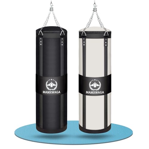 4FT Canvas Punching Bags for Adults, Hanging Heavy Boxing Bag for Kickboxing Karate Taekwondo Muay Thai Training, Max Load-Bearing 180 Lbs (Unfilled) - color: 4FT White