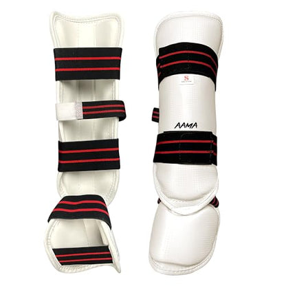 AAMA Martial Arts Taekwondo Vinyl Shin Instep Guard Protector - size: Small