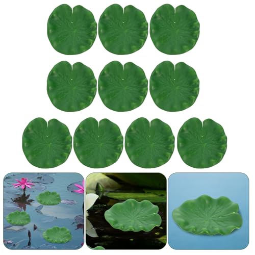 Beaupretty 10pcs 10cm Fake Lotus Leaves Floating Simulated Fish Tank Plants Pool Pond Decor Artificial Water Lily Pads for Aquarium and Home Garden Display