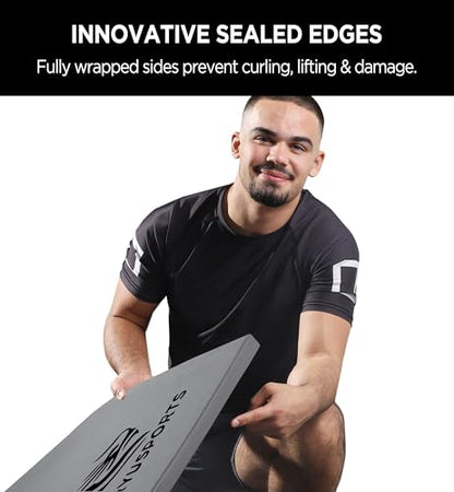 10' x 10' Wrestling & MMA Mat, Jiu Jitsu Mats, 1.25 in High-Density XPE Foam, Sealed Edges, Lightweight 42 lb with Carry Bag, Home Gym BJJ Judo Martial Arts Training Flooring