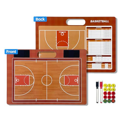 JIANNA Basketball Coach Tactics Board, Magnetic Dry Erase Clipboard with Full/Half Court Diagrams, Markers and Pens, 12 Piece Set - size: Basketball