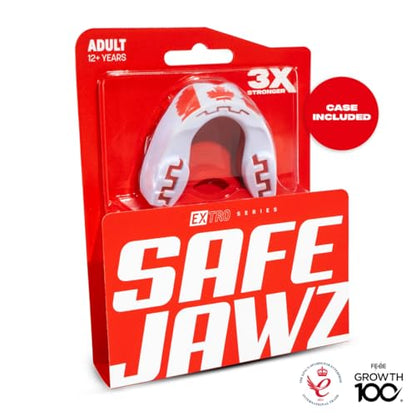 SAFEJAWZ Canada Flag Mouth Guard, Adult Dual Layer Mouthguard with Case - color: Canada Flag, size: Adult (12+)